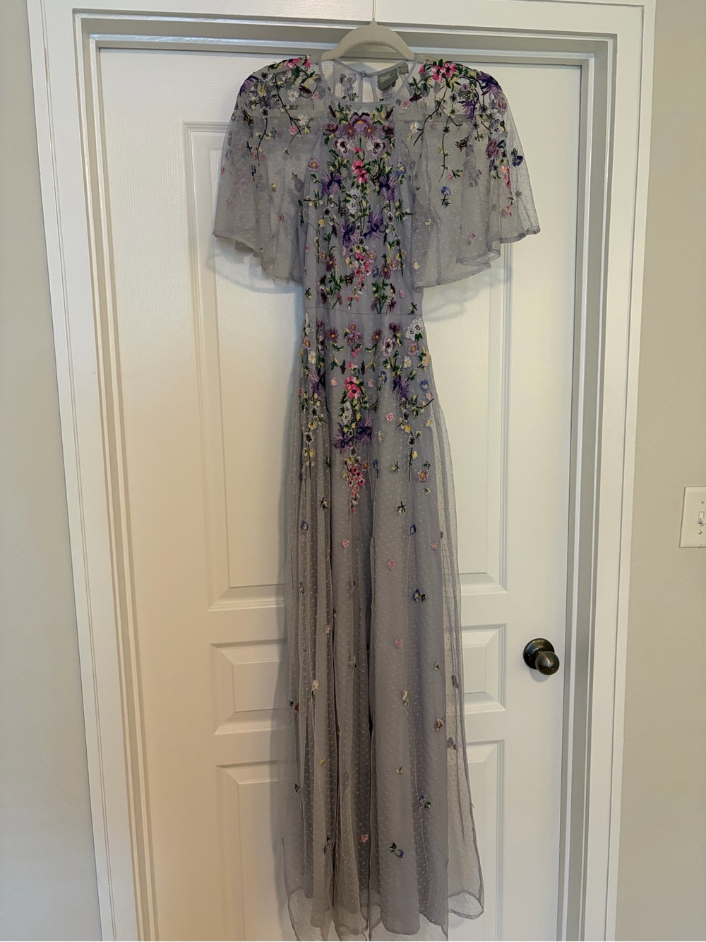 ASOS Lavender Maxi Dress with Multicolor Floral Embroidery